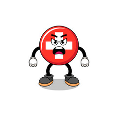 switzerland cartoon illustration with angry expression