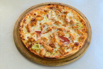 Delicious mixed pizza with rich content. Menu concept of choice and diversity. Karisik pizza