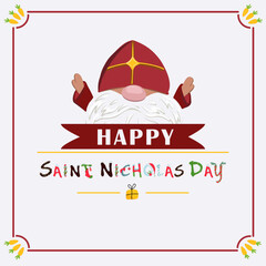 Saint Nicholas day square poster.modern banner. Happy saint nicholas day
