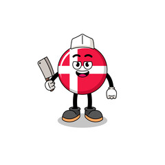 Mascot of denmark flag as a butcher