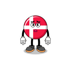 denmark flag cartoon illustration with sad face