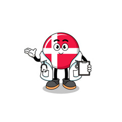 Cartoon mascot of denmark flag doctor