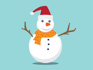 snowman on a blue background 