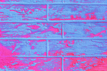 Pink or purple and light blue abstract paint pattern surface brick wall texture background