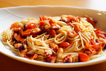 タコとミニトマトのスパゲティ