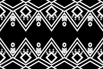 Geometric black and white ethnic oriental pattern traditional Design for background,carpet,wallpaper,clothing,wrapping,fabric,Vector illustration.embroidery style.