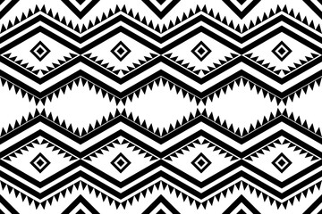Geometric black and white ethnic oriental pattern traditional Design for background,carpet,wallpaper,clothing,wrapping,fabric,Vector illustration.embroidery style.