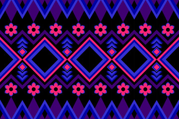 Geometric neon ethnic oriental pattern traditional Design for background,carpet,wallpaper,clothing,wrapping,fabric,Vector illustration.embroidery style.