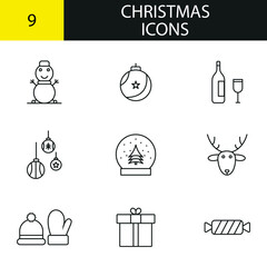 Christmas icons on white background