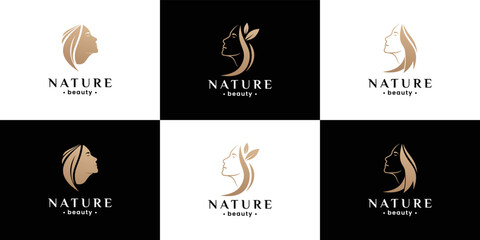 beauty salon and hair treatment logo design collection.