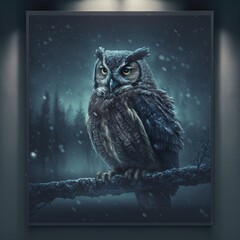 winter owl 3d-rendering