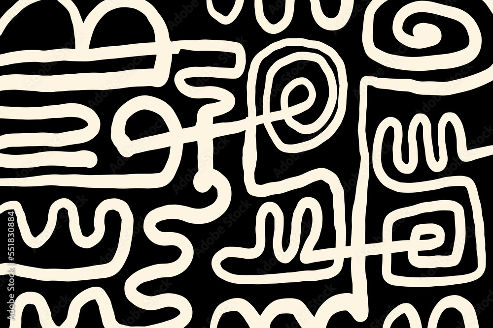 Aufkleber abstract line art background design in trendy and ethnic style. retro modern illustration outline st