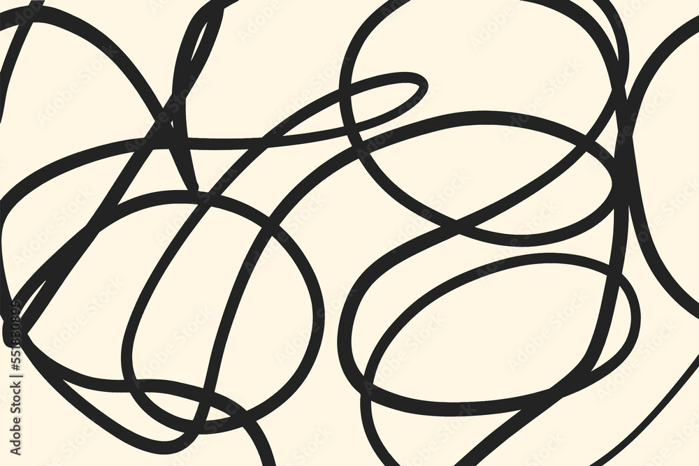 Leinwandbilder Abstract cribble line art for minimalist backgrounds in hand drawn illustration. Random line art stroke in retro and vintage patterns style