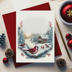 Merry and Bright Christmas greeting card