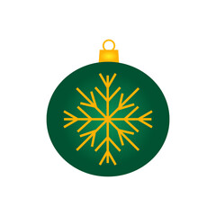 Fototapeta premium Hand drawn green Christmas toy with snowflake without background png
