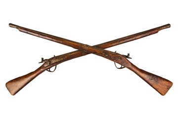 Two crossed vintage rifles - obrazy, fototapety, plakaty
