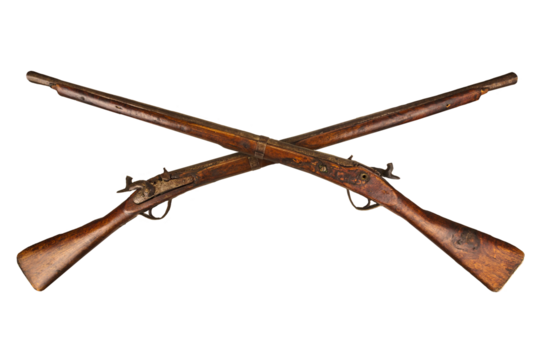 Two crossed vintage rifles