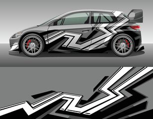Car wrap vinyl racing decal ornament. Abstract geometric striped sport background design print template. Vector illustration.