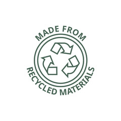 Made with recycled materials vector icon logo badge or label