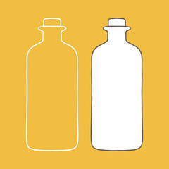 Bottle with stopper. Vector illustration of package for liquid. Line design icon.