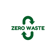 Green zero waste logo. Zero waste lifestyle design concept. Eco life - reuse, reduce, recycle