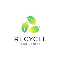triangle recycle with green leaf, recycling ecology logo or icon design