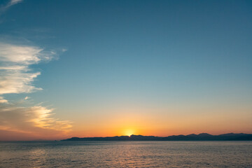 フェリーから見た函館の夕日