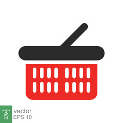Shopping basket icon. Simple flat style. Red plastic supermarket basket empty. Shop, purchase, grocery, business concept. Vector illustration isolated on white backgroundEPS 10.