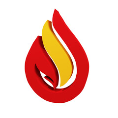 red yellow fire flame logo symbol icon 3d render design