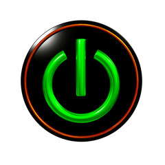 black metal on off button symbol icon 3d render design