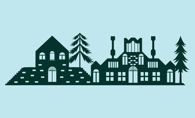 christmas house Silhouette, laser cut design


