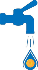 Money flows out of the tap.