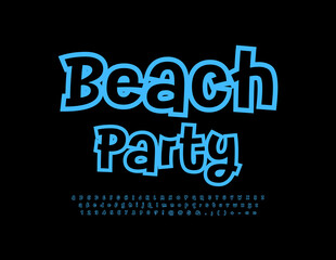 Vector creative logo Beach Party. Funny bright Font. Artistic Alphabet Letters and Numbers set