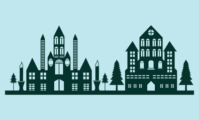 christmas house Silhouette, laser cut design


