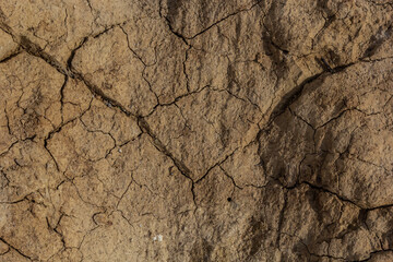 The ground has cracks in the top view for the background or graphic design with the concept of drought and death