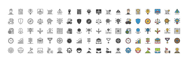 Business Symbols Elements Icons , People, Management ,think