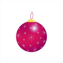 Festive Christmas and New Year background. A red ball for the Christmas tree. Illustration.