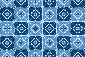 Tile pattern background seamless vector with geometric ornament. Mosaic texture for wallpaper. Traditional Portuguese, Spanish, Mexican Talavera, Italian, Mediterranean design.