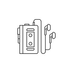 Portable music cassette player icon in line style icon, isolated on white background