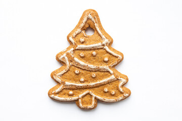 Christmas gingerbread in the form of a Christmas tree on a white background