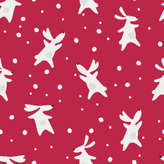 New Year and baby seamless pattern hand drawn funny Rabbits symbol 2023 in Color of The Year, Viva Magenta New Year Party concept, winter holidays concept
