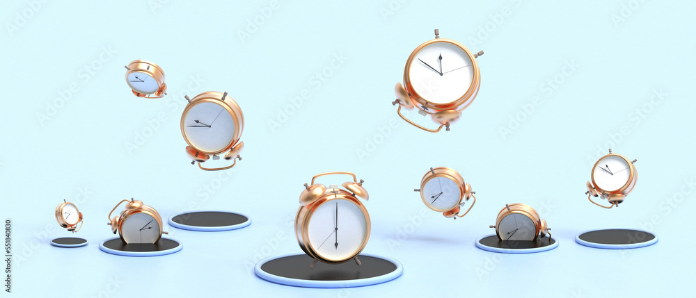Poster creative idea and business concept. clock time management concepts for doing business in the future 