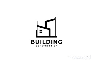Obraz premium Creative building logo design. renovation, contractor logo template