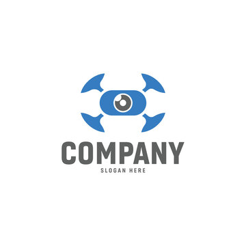 Drone spy eye digital technology security camera  Logo Template