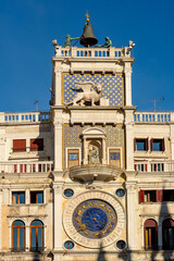 Astronomical clock tower on St. Marco square, Venice, Italy