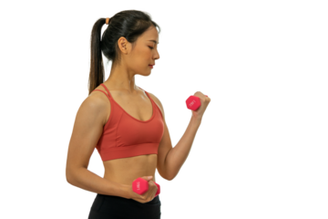 Sport woman doing fitness exercise with dumbbells at gym