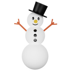 snowman with hat 3d illustration