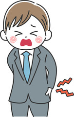 腰が痛い、ビジネスマンのイラスト