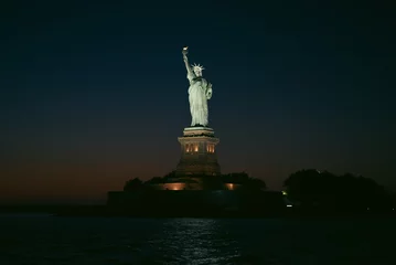 Schapenvacht deken met foto Vrijheidsbeeld The Statue of Liberty at night