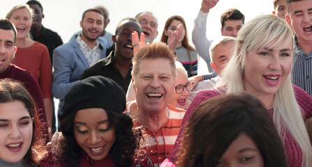 large multinational group of happy people. concept of unity